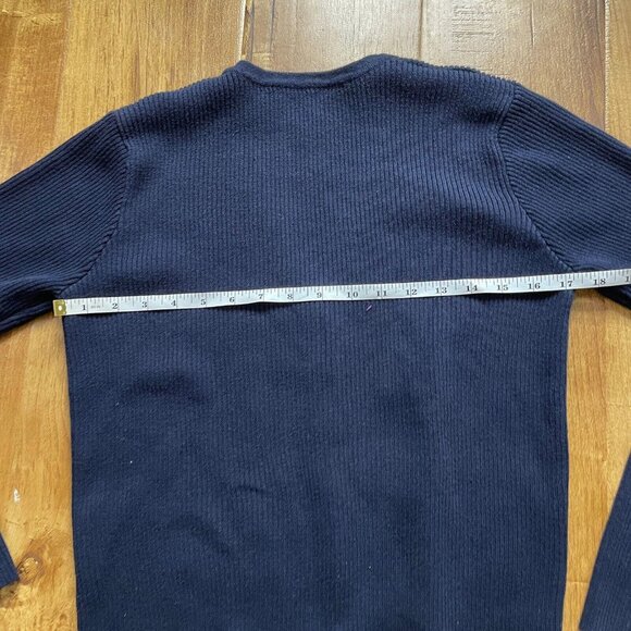 Brandy Melville Navy V Neck‎ buttoned Ribbed Cotton Top O/S - Picture 6 of 6